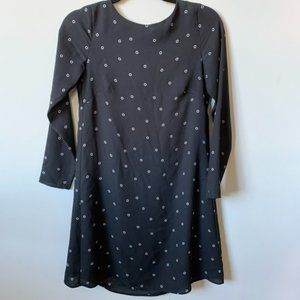 Long sleeved black shift dress